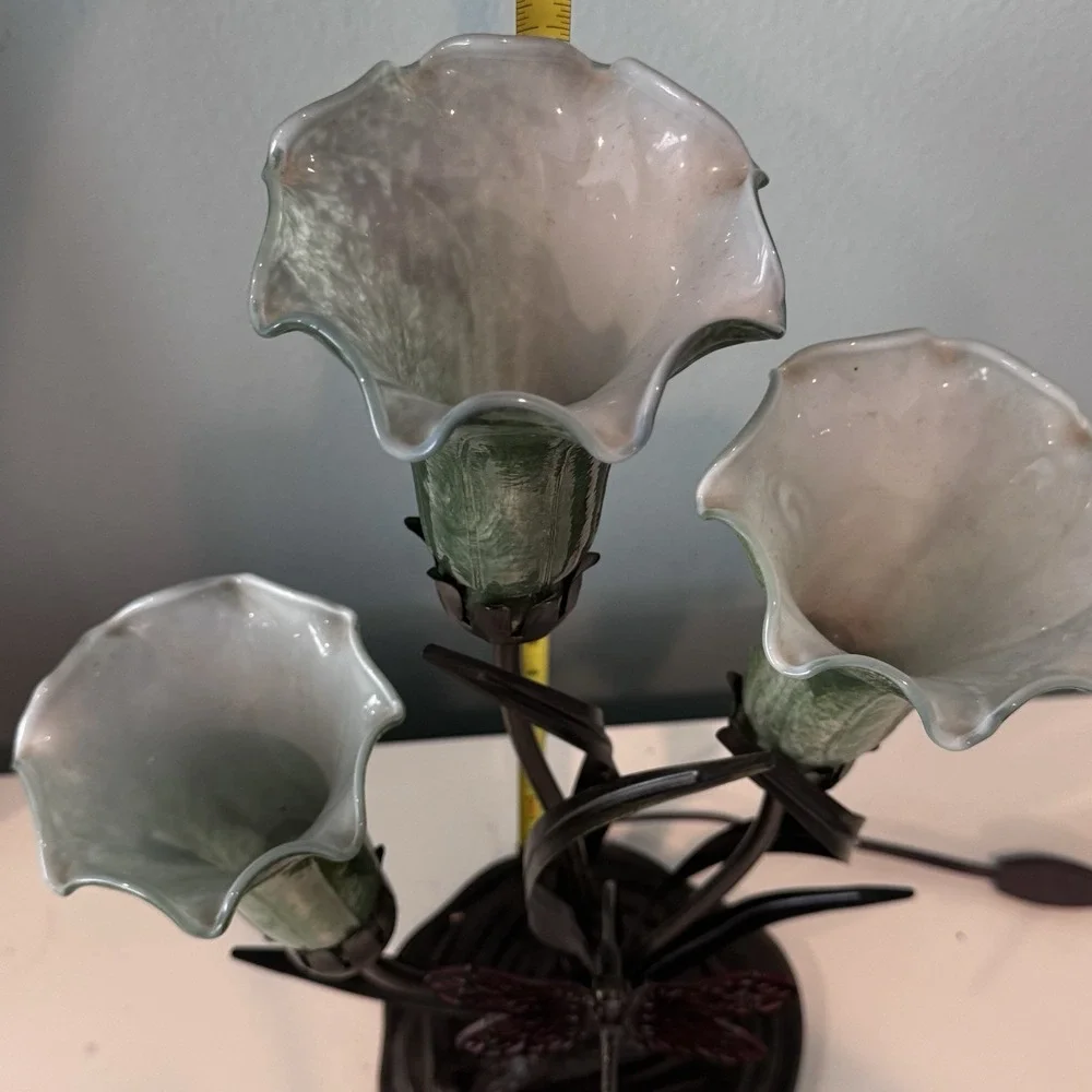 VTG‎ Dale Tiffany Luminarie Tulip Lamp Dragonfly Connoisseur Collection 3 Shade